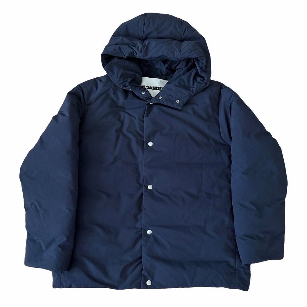 Jil Sander Navy Hooded Down Jacket